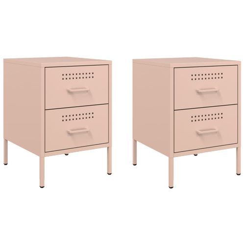 Tables de chevet 2 pcs rose 36x39x50,5 cm acier - Photo n°2; ?>