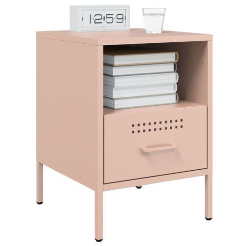 Tables de chevet 2 pcs rose 36x39x50,5 cm acier laminé à froid - Photo n°3; ?>