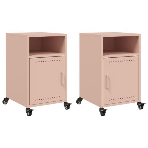 Tables de chevet 2 pcs rose 36x39x59 cm acier - Photo n°2; ?>