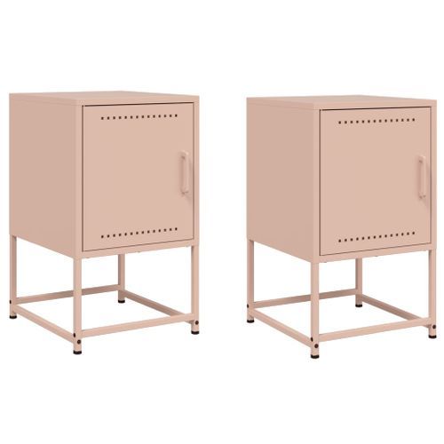 Tables de chevet 2 pcs rose 36x39x60,5 cm acier - Photo n°2; ?>