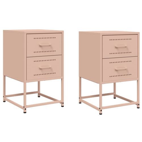 Tables de chevet 2 pcs rose 36x39x60,5 cm acier - Photo n°2; ?>