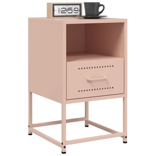 Tables de chevet 2 pcs rose 36x39x60,5 cm acier - Photo n°3; ?>