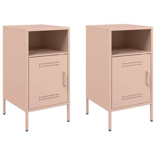 Tables de chevet 2 pcs rose 36x39x68 cm acier laminé à froid - Photo n°2; ?>