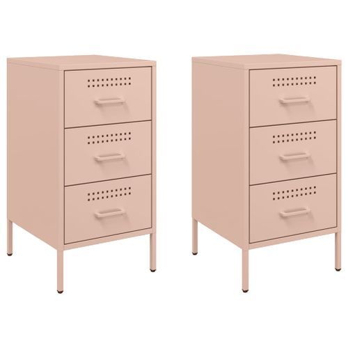 Tables de chevet 2 pcs rose 36x39x68 cm acier laminé à froid - Photo n°2; ?>