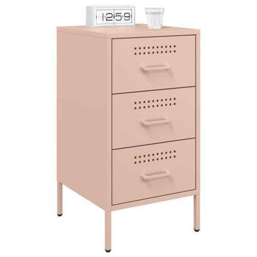 Tables de chevet 2 pcs rose 36x39x68 cm acier laminé à froid - Photo n°3; ?>