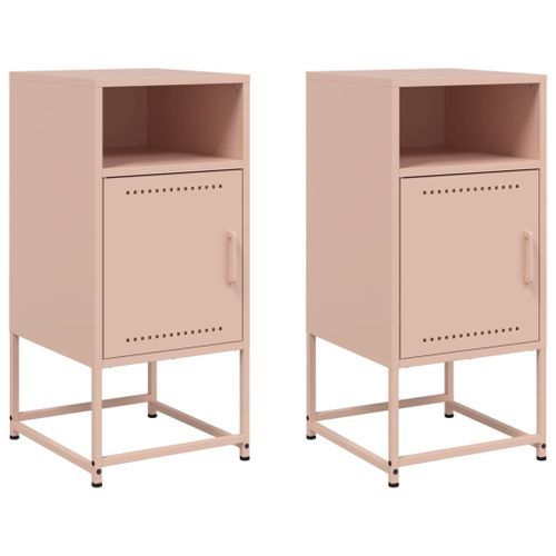 Tables de chevet 2 pcs rose 36x39x78 cm acier - Photo n°2; ?>