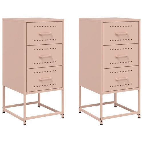 Tables de chevet 2 pcs rose 36x39x78 cm acier - Photo n°2; ?>