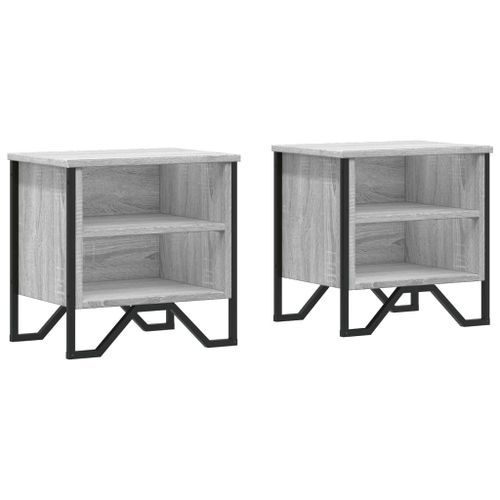 Tables de chevet 2 pcs sonoma gris 40x30x40cm bois d'ingénierie - Photo n°2; ?>