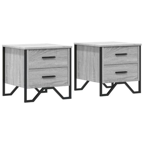 Tables de chevet 2 pcs sonoma gris 40x41x40cm bois d'ingénierie - Photo n°2; ?>