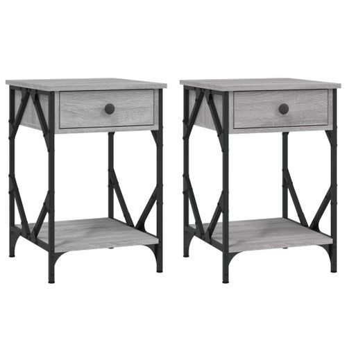 Tables de chevet 2 pcs sonoma gris 40x42x60cm bois d'ingénierie - Photo n°2; ?>