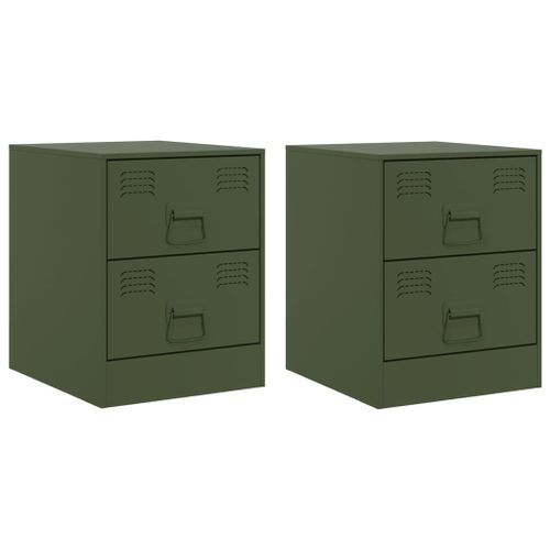 Tables de chevet 2 pcs vert 34,5x39x44 cm acier - Photo n°2; ?>