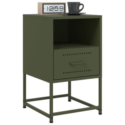 Tables de chevet 2 pcs vert olive 36x39x60,5 cm acier - Photo n°3; ?>