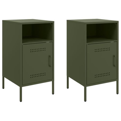 Tables de chevet 2 pcs vert olive 36x39x68 cm - Photo n°2; ?>