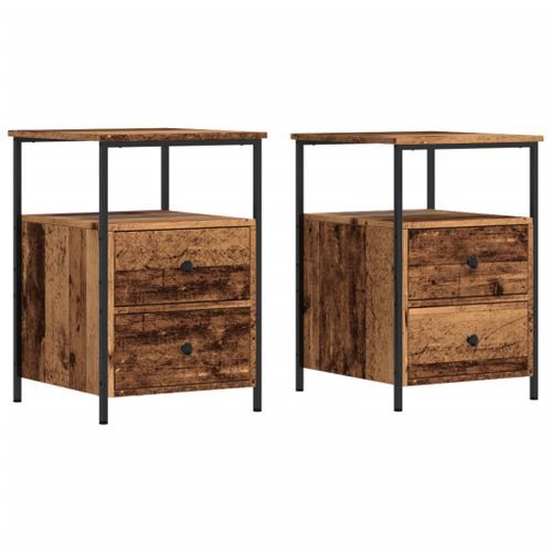 Tables de chevet 2 pcs vieux bois 34x35,5x50 cm bois ingénierie - Photo n°2; ?>