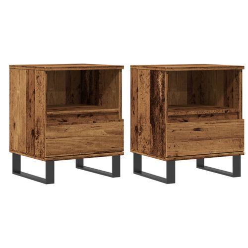 Tables de chevet 2 pcs vieux bois 40x35x50 cm bois d’ingénierie - Photo n°2; ?>