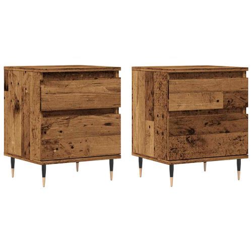 Tables de chevet 2 pcs vieux bois 40x35x50 cm bois d’ingénierie - Photo n°2; ?>