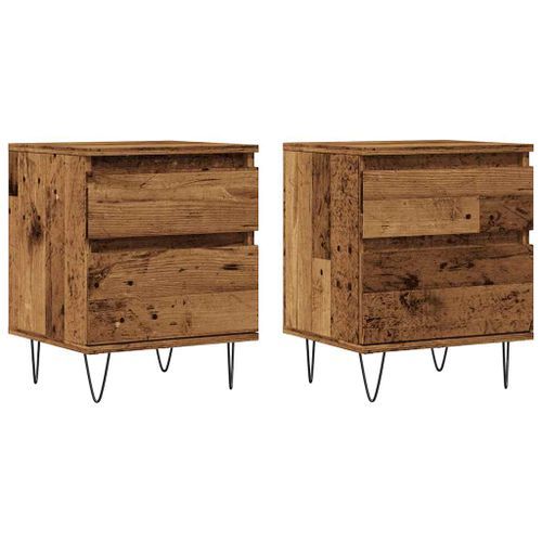 Tables de chevet 2 pcs vieux bois 40x35x50 cm bois d’ingénierie - Photo n°2; ?>