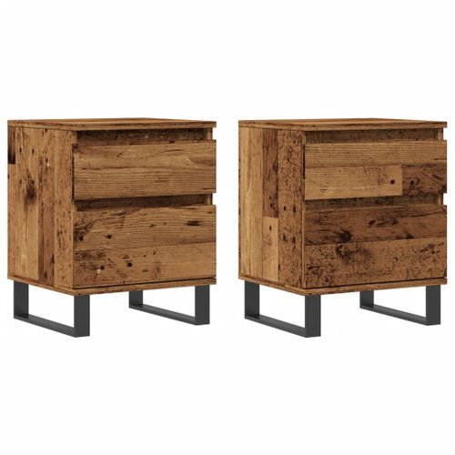 Tables de chevet 2 pcs vieux bois 40x35x50 cm bois d’ingénierie - Photo n°2; ?>