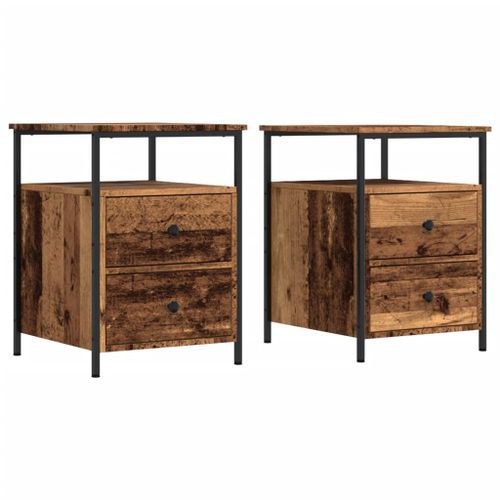 Tables de chevet 2 pcs vieux bois 44x45x60 cm bois d'ingénierie - Photo n°2; ?>