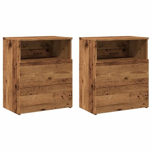 Tables de chevet 2 pcs vieux bois 50x32x60 cm bois d'ingénierie - Photo n°2; ?>