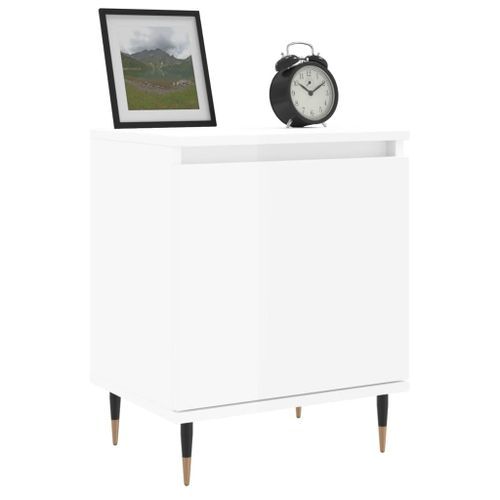 Tables de chevet 2pcs blanc brillant 40x30x50cm bois ingénierie - Photo n°3; ?>