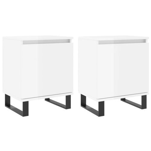 Tables de chevet 2pcs blanc brillant 40x30x50cm bois ingénierie - Photo n°2; ?>
