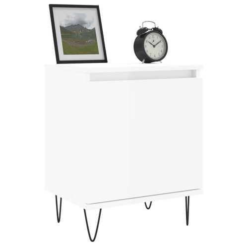 Tables de chevet 2pcs blanc brillant 40x30x50cm bois ingénierie - Photo n°3; ?>