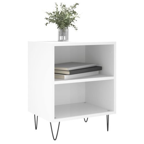 Tables de chevet 2pcs blanc brillant 40x30x50cm bois ingénierie - Photo n°3; ?>