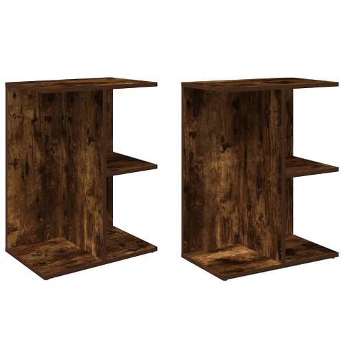 Tables de chevet 2pcs chêne fumé 46,5x29x61cm bois d’ingénierie - Photo n°2; ?>