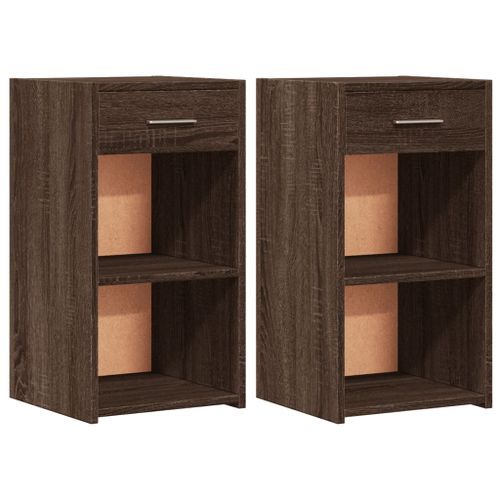 Tables de chevet 2pcs chêne marron 35x34x65cm bois d'ingénierie - Photo n°2; ?>