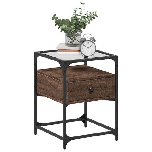 Tables de chevet 2pcs chêne marron 40x40x55cm bois d'ingénierie - Photo n°3; ?>