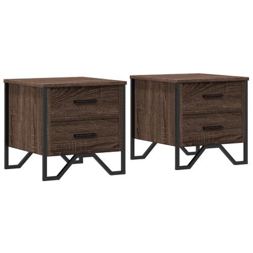 Tables de chevet 2pcs chêne marron 40x41x40cm bois d'ingénierie - Photo n°2; ?>