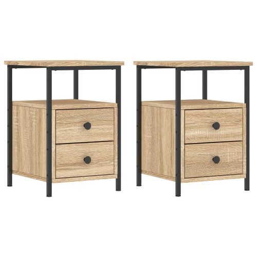 Tables de chevet 2pcs chêne sonoma 34x35,5x50cm bois ingénierie - Photo n°2; ?>