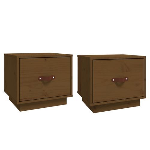 Tables de chevet 2pcs Marron miel 40x34x35cm Bois de pin massif - Photo n°2; ?>