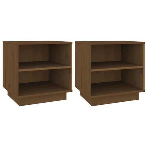 Tables de chevet 2pcs Marron miel 40x34x40cm Bois de pin solide - Photo n°2; ?>