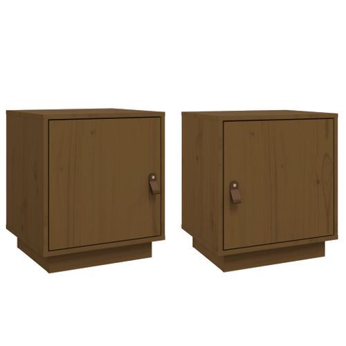 Tables de chevet 2pcs Marron miel 40x34x45cm Bois de pin massif - Photo n°2; ?>