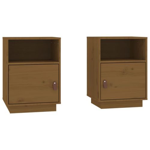 Tables de chevet 2pcs Marron miel 40x34x55cm Bois de pin massif - Photo n°2; ?>