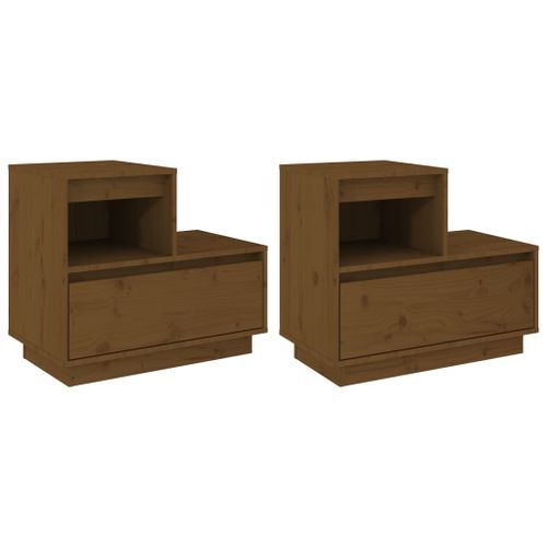 Tables de chevet 2pcs Marron miel 60x34x51cm Bois de pin solide - Photo n°2; ?>