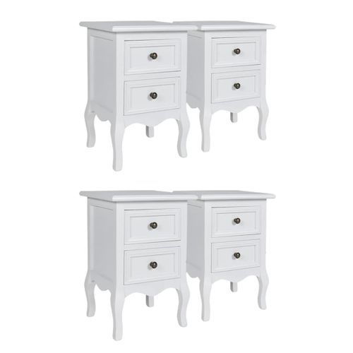 Tables de chevet 4 pcs avec 2 tiroirs MDF Blanc - Photo n°2; ?>