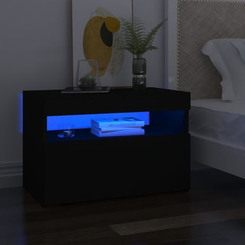 Tables de chevet à LED 2 pcs Noir 60x35x40 cm - Photo n°2; ?>