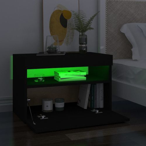 Tables de chevet à LED 2 pcs Noir 60x35x40 cm - Photo n°3; ?>