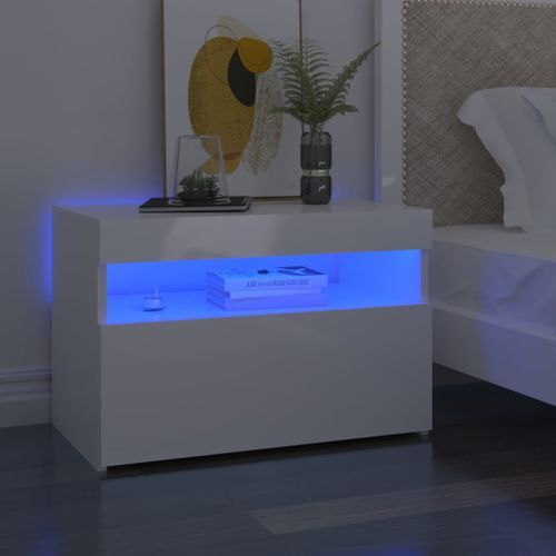 Tables de chevet à LED 2pcs Blanc brillant 60x35x40cm - Photo n°2; ?>