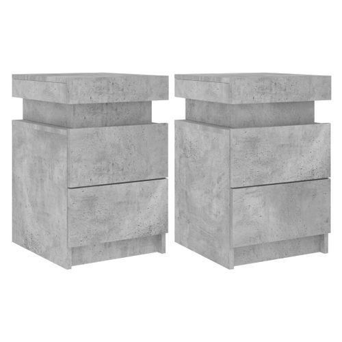 Tables de chevet avec lumières LED 2 pcs gris béton 35x39x55 cm - Photo n°2; ?>