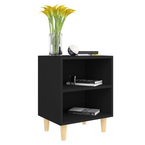 Tables de chevet avec pieds en bois 2 pcs Noir 40x30x50 cm - Photo n°3; ?>