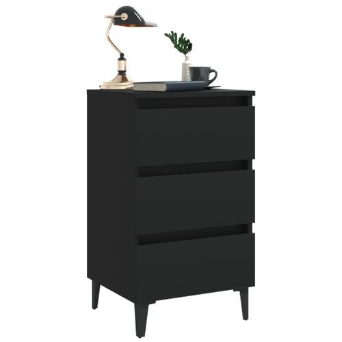 Tables de chevet avec pieds en métal 2 pcs Noir 40x35x69 cm - Photo n°3; ?>