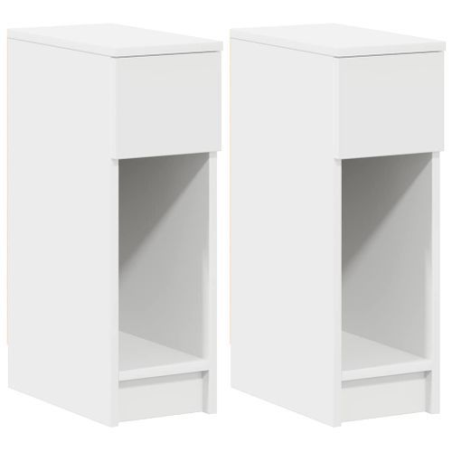 Tables de chevet avec tiroir 2 pcs blanc 20x36x60 cm - Photo n°2; ?>