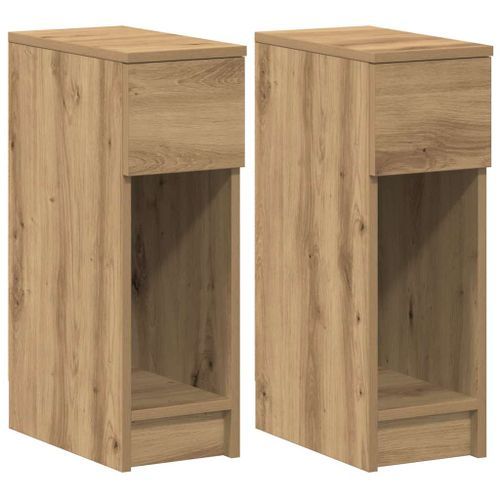 Tables de chevet avec tiroir 2 pcs chêne artisanal 20x36x60 cm - Photo n°2; ?>