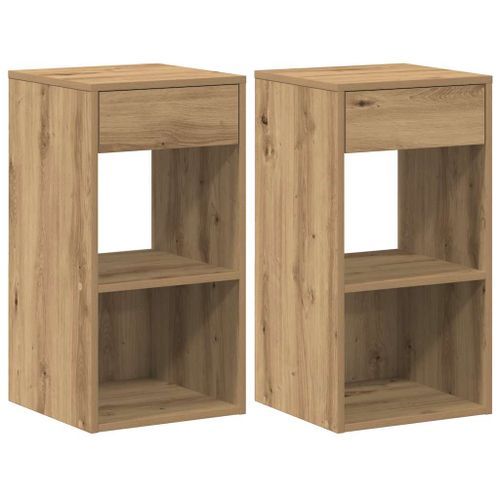 Tables de chevet avec tiroir 2 pcs chêne artisanal 35x34x66,5cm - Photo n°2; ?>