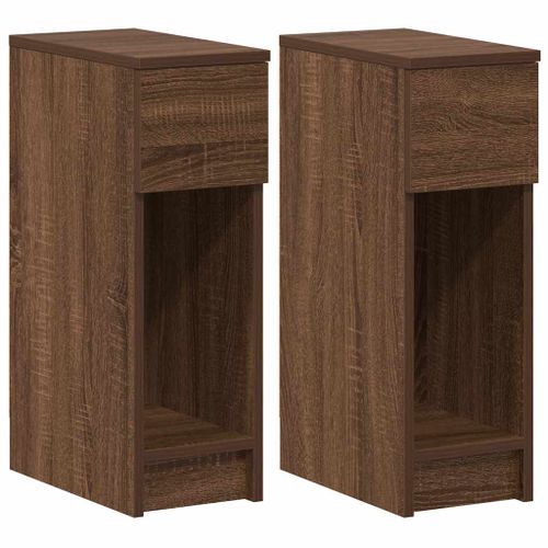 Tables de chevet avec tiroir 2 pcs chêne marron 20x36x60 cm - Photo n°2; ?>