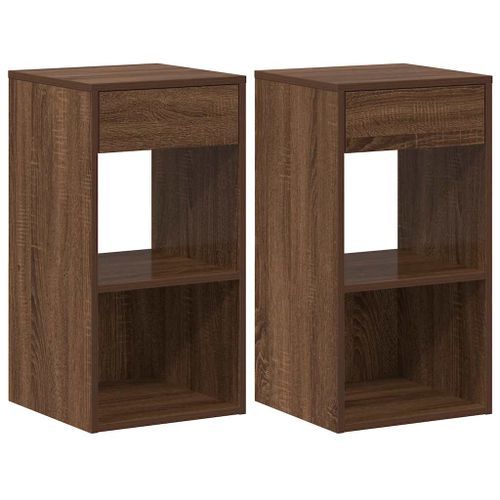 Tables de chevet avec tiroir 2 pcs chêne marron 35x34x66,5 cm - Photo n°2; ?>